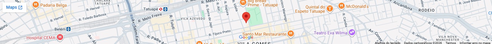 Mapa de localização da Clínica Alcance — Rua Apucarana, 428, Tatuapé, São Paulo